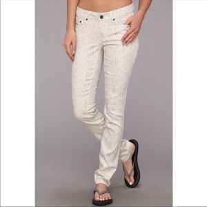 PrAna Kara Skinny Jeans White and Tan Printed